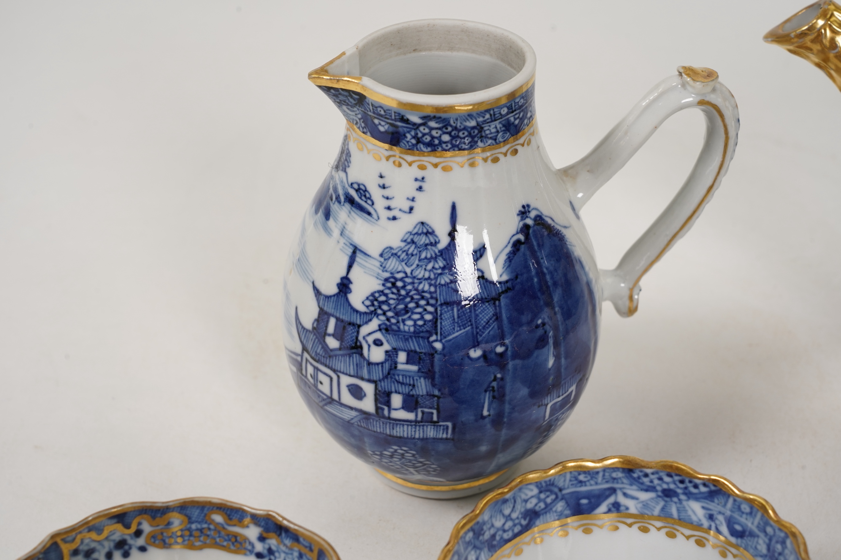 A group of Chinese gilt-decorated blue and white tea wares, Qianlong period